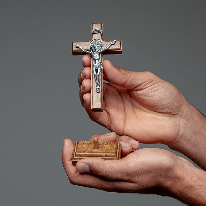 Intercession Wall and Table Wood Cross Crucifix (5 inch - Onyx)