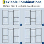 Heavy Duty Clothes Rack,Load 1433LBS Garment Rack Portable Closet,Free Standing Closet Organizers and storage with Adjustable Shelves, Hanging Rods, Dividable Black 76.5"H x 67.6"L x 15.5"W
