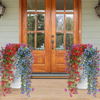 Artificial Hanging Flowers for Outdoors, 6 Pcs Fake Plant for Spring Summer Decoration, UV Resistant Realistic Silk Faux Flowers Outside Indoor Planter Porch Patio Balcony Yard Decor
