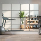 Delma Home Gym Mirror Tiles, Large Square Workout Mirrors (16x12'', 16-Piece), Full Body Wall Mirror for Garage, Bedroom, Bathroom