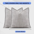 HPUK Fall Chenille Soft Throw Pillow Covers 18x18 Set of 2, Accent Cushion Covers for Living Room, Bedroom, Decorative Solid Color Pillow Covers for Couch, Sofa, Chair, Grey
