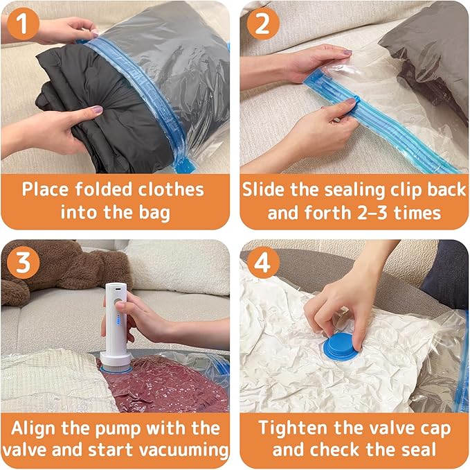 18 Pack Vacuum Bags for Travel with Rechargeable Air Pump, Carry-On Compression Bags for Luggage and Suitcase, Space Saver Storage for Clothing and Travel Organization