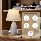 QiMH Farmhouse Table Lamps Set of 2, Bedside Lamps for Living Room, Modern Table Lamp for Bedroom, 21.5" Vintage Rustic Nightstand Lamp with Linen Shade, Retro Side Table Lamp for Office, Antique Grey