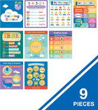 Carson Dellosa 9-Piece Calm Down Corner Posters, 16" x 13" Social Emotional Learning Wall Art for Growth Mindset, Bulletin Board, Circle Time Learning Center, and Classroom Decor