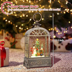 Christmas Snow Globe Lantern, Lighted Swirling Glitter Christmas Lanterns,with 6 Hour Timer Musical Snow Globes, Battery Or USB Powered, Snowman Snow Globe Gifts for Kids, Indoor Christmas Decorations