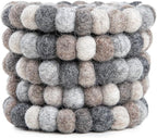 Round Felt Ball Coasters - 100% Merino Wool Table Coasters - Felt Coaster Pads, Absorbent Trivet for Drinks - Heat Resistant, Thick & Durable Hand Felted - Woolygon - Multicolor Set of 5 (Pebbles)