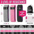 WALITO Resistance Bands for Working Out, Fabric Exercise Bands for Legs and Butt, Workout Bands for Women and Men, Booty Band for Yoga Starter Set, Pilates, Rehab, Fitness and Home Workout