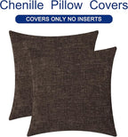 CaliTime Throw Pillow Covers Decorative 24 X 24 Inches Pack of 2 Cozy Chenille Cushion Cases for Couch Sofa Bed Living Room Home Coffee
