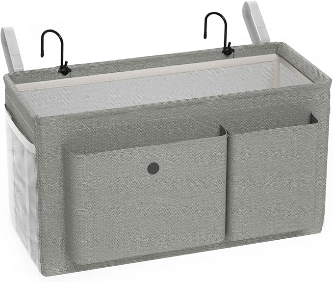 Edudif Bedside Caddy Bedside Organizer with Fixed Straps & Water Bottle Holder, Bunk Bed Caddy ideal for Home, Dorm, Hospital, Crib, Versatile Bedside Storage Solution