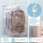 Hanging Vacuum Storage Bags, 6 Pack (41.3 x27.6 inch), Vacuum Seal Bags for Clothing, Garment Bags for Short Clothses, Jacket, Suits, Dresses, Closet Organizer Space Saving