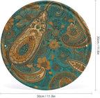 Wall Picture, with Yellow Paisley Pattern Printed Circular Iron Hanging Picture,Wall Art Decor,Home for Bedroom Living Room Bathroom Decor,Iron Painting 11.8X11.8 in