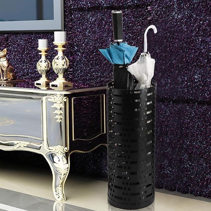 Jucoan Metal Round Umbrella Stand Rack, 16.5 x 6 Inch Free Standing Umbrella Holder for Canes Walking Sticks for Entryway, Home, Office Decor