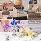 Movdyka Crystal Purple Rose Flower Figurine, Glass Roses Flower Bouquet Ornament Home Decor, Mother's Day Valentine's Christmas Wedding Romantic Gifts for Women Mom Wife Girlfriend