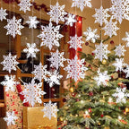 OuMuaMua Winter Christmas Snowflake Decorations Indoor, 24PCS 3D White Snowflakes Hanging Ornaments for Home Xmas Christmas Holiday Winter Wonderland New Year Party Decorations