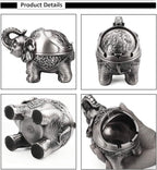LAUYOO Metal Elephant Ashtray with Lid Windproof Ashtray Outdoor, Indoor Ashtrays for Weed, Vintage Practical Decoration Ashtrays for Cigarettes Great Gift for Men Women(Pewter)