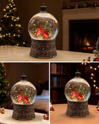 Christmas Cardinal Snow Globe Light up Lantern with 8 Songs, 6.99" Christmas Snow Globes for Kids Adults, 6H Timer & Dual Power, Snowglobes Christmas Decorations Indoor, Gifts for Women Men