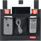 Zafit Hanging Bedside Caddy, Bedside Storage Organizer for Magazine, Phone, Remote control (Classic4 Pockets-Black)