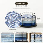 Lazebox Coasters Set of 8 for Drinks, 4 Inch Large Coasters for Coffee Table, Tabletop Protection for Hot & Cold Drinks, Versatile Coasters for Home Decor, Non-Slip & Easy to Clean, Sky Blue