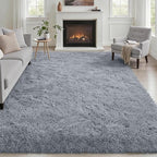 Fluffy 5x7 Area Rugs for Living Room Bedroom: Ultra Soft Shag Rug Non-Slip Non-Shedding Small Plush Bedside Rug Indoor Floor Carpets for Kids Room Playroom Entryway Nursery Dorms Home Decor Gray