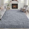Fluffy 4x6 Area Rugs for Living Room Bedroom: Ultra Soft Shag Rug Non-Slip Non-Shedding Small Plush Bedside Rug Indoor Floor Carpets for Kids Room Playroom Entryway Nursery Dorms Home Decor Gray