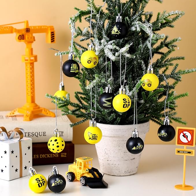 HyDren 40 Pcs Summer Construction Ornaments for Tree 1.18 Inch Small Hanging Ball Hanging Ornaments for Summer Baby Shower Birthday Holiday Decorations