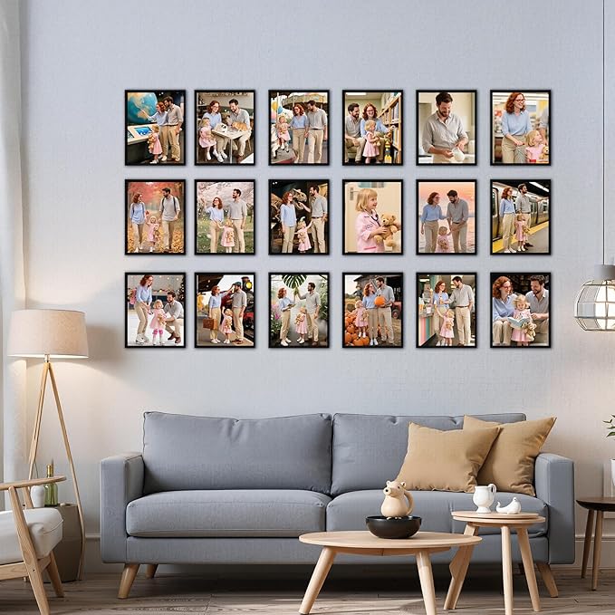 Giftgarden 8x10 Picture Frame Set of 18, Lightweight 8 by 10 Frames Bulk for Gallery Wall Photo Hanging and Tabletop Display, Black