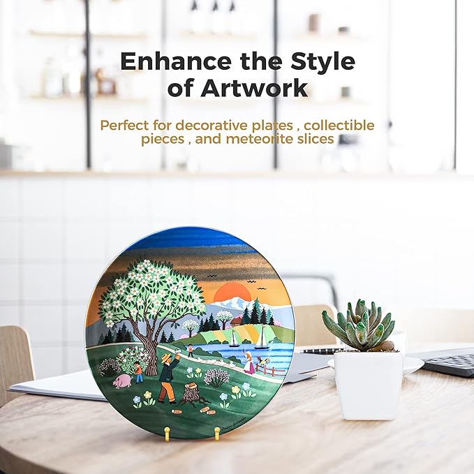 TR-LIFE 4 Pack 4.5 Inch Display Stands - Holder Stand for Picture, Decorative Plate, Photo Easel, Tabletop Art (Gold)