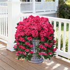 Faux Geraniums Artificial Flowers for Outdoors Spring Porch Outside Decor, 2PCS Hotpink Silk Geraniums Vines Fake Hanging Plants UV Resistant Look Real for Outdoor Planters Patio Garden Balcony Home
