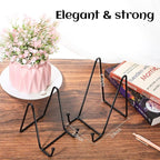 Mixweer 12 Pcs Book Stands for Display Metal Picture Frame Stand Book Plate Picture Holder Easels Photo Holder for Decorative Display(4.3 Inch,Black)