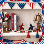 Thyle 4th of July Fake Decorative Books Wooden Star Table Signs Faux Stars Patriotic Decor Farmhouse Decoration Books for Independence Day 250th Anniversary Party Office Home Shelf Table Decor
