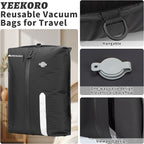 Vacuum Bag for Travel, Professional IPX8 Waterproof Reusable Vacuum Compression Bags for Travel Suitcases, Durable Space Saver Bag(2 PACK,With Pump)