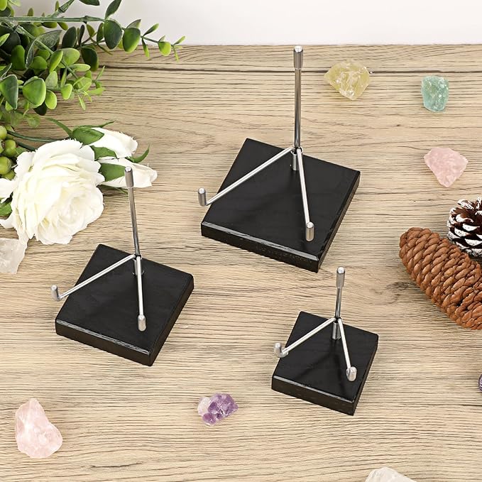 Hipiwe Display Stand Easel with Adjustable Stainless Steel Arm Easel with Wooden Base Easel Holder for Fossil Coral Geodes Rock Mineral Agate Plate Seashell Collectibles, 2.5"x2.5"x4.4"