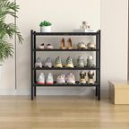 4 Tier (Thick) Bamboo Shoe Rack for Closet Free Standing Wood Shoe Shelf for Entryway Small Space Stackable 27"x12"x28" (Blackl)