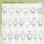 Der Rose Glass Bud Vases Set of 20, Small Bud Vases for Flowers, Rustic Wedding Centerpieces and Home Decor