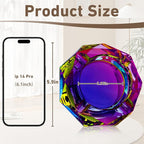 Coomin 5.9in Large Crystal Glass Ash Tray, Sparkly Cigarettes Cigar Ashtray, Ashtrays for Smokers Indoor Office Home Desktop Tabletop, Gifts for Women, Purple