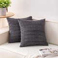 Aegero Pack of 2 Corduroy Decorative Throw Pillow Covers 16x16 Inch Soft Striped Pillow Covers Modern Farmhouse Home Decor for Sofa Living Room Couch Bed（Dark Grey）
