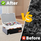 Shoe Organizer for Closet, Foldable Shoe Storage Bins with Lid & Adjustable Dividers, Fabric Shoe Box Storage Containers with Four Reinforced Handles, Fits 20 Pairs, 1 Pack, Black & White