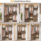 Cyclysio 4FT Small Closet System, 80"H Closet Organizer System with 4 Closets Rods & 3 Shelves, 48" Closets Organizers and Storage for Small Bedrooms, Laundry Rooms, Cloakrooms, White Oak