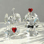 HDCRYSTALGIFTS Set 2 Crystal Elephant Figurines Gift for Women 3.5'' Miniature Glass Animals Collectible Valentine's Day Wedding Anniversary Tabletop Decoration
