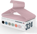 Neaties Super Heavy Duty Clothes Hangers 100+ Pack (324 Count) – Made in the USA - 10lb Capacity, Thick Plastic Hangers for Pants, Coats, Jackets, Jeans and Adult Clothing – Pink