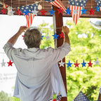 48PCS Fourth of July Decorations for Tree, America Star Ornaments, Pre-Assembled Patriotic Star Ornaments, Red Silver and Blue 250 Anniversary USA Merchandise for Independence Day Memorial Day Decor