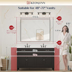 Keonjinn 48 x 36 In Brushed Nickel Bathroom Mirror, Rectangular Metal Framed Wall Vanity Mirror for Over Sink Square Corner Aluminum Alloy Modern Farmhouse Rectangle Silver Mirror(Horizontal/Vertical)