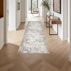 2'x6' Runner Rug Washable Rug: Modern Abstract Soft Thin Runner Rug Brown Grey