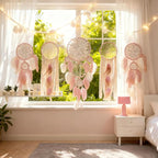 5 Pack Moon Phase Dreamcatcher Set Boho Wall Decor, Boho Macrame Wall Hanging Dream Catchers, for Home, Bedroom, Living Room, Witchy Gifts (Pink)