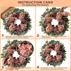 WANNA-CUL 24 Inch Spring Hydrangea Wreaths for Front Door,Pink Rose Peony Floral Door Wreath for Mother’s Day Valentine Wedding Year Round Indoor Outdoor Wall Decor