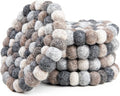 Round Felt Ball Coasters - 100% Merino Wool Table Coasters - Felt Coaster Pads, Absorbent Trivet for Drinks - Heat Resistant, Thick & Durable Hand Felted - Woolygon - Multicolor Set of 5 (Pebbles)