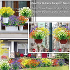 TURNMEON 20 Bundles Artificial Flowers for Outdoors Fake Plants Spring Decor, UV Resistant Artificial Plants Cemetery Flowers Faux Plastic Greenery Shrub for Home Porch Summer Decor 500 Heads(White)
