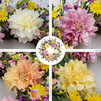LLZLL Spring Wreaths for Front Door 22 Inch Spring Wreath Artificial Summer Wreath with Colorful Dahlia Daisy and Forsythia for Farmhouse Home Holiday Decorations