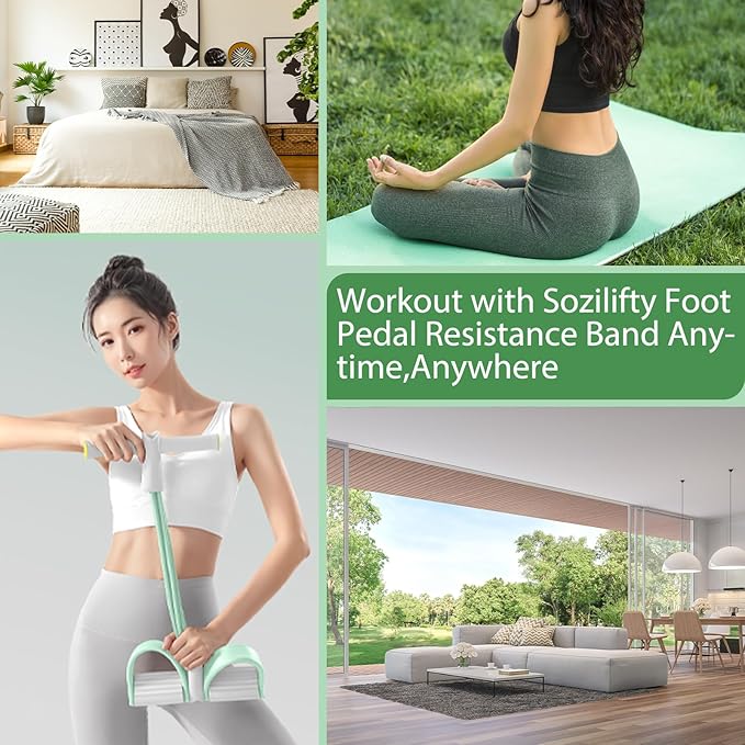 Foot Pedal Resistance Band,6-Tube Pedal Puller Resistance Rope,Yoga Elastic Exercise Bands, for Women Jump Fitness, Abdomen/Arm Weight/Waist/Leg Stretching Slimming Training