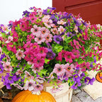 Artificial Flowers for Outdoor, UV Resistant Fake Silk Flowers, Realistic Faux Plants for Outside Indoor Porch Patio Window Box Planter Home Decor (14, Purple Rosy Pink)